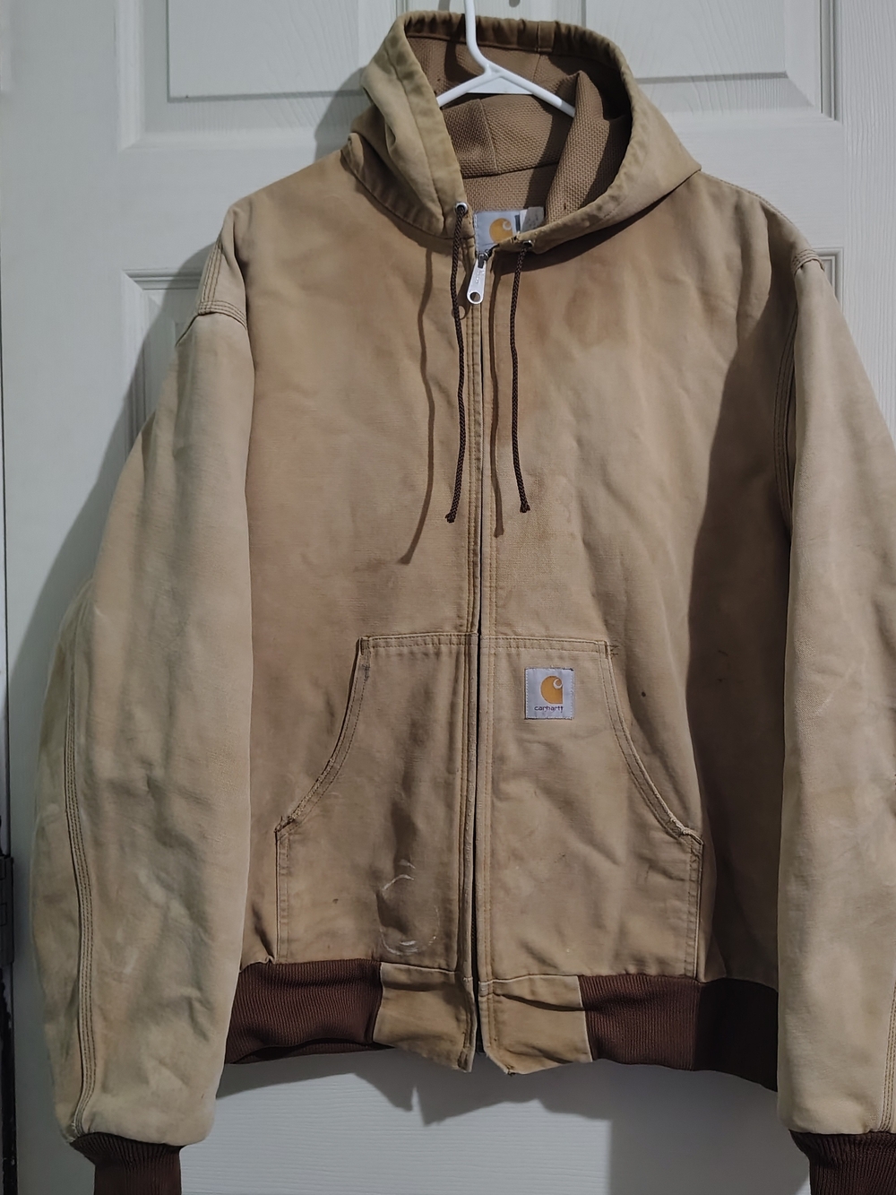 Carhartt Men's Tan Hooded Work Jacket J103/JR106 Medium Weight Mens XL